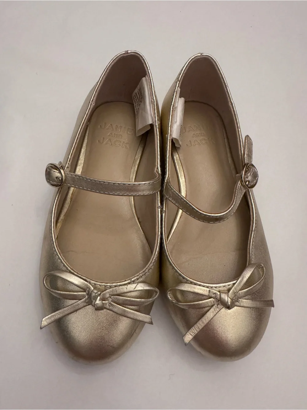Janie and Jack Metallic Gold Mary Jane Ballet Flats with Bow 10